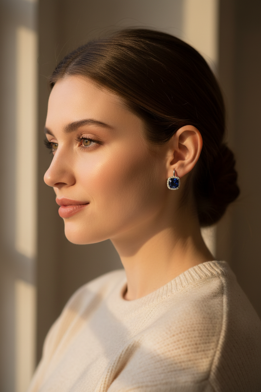 Radiant Cushion Cut Earrings in Sterling Silver – 10mm