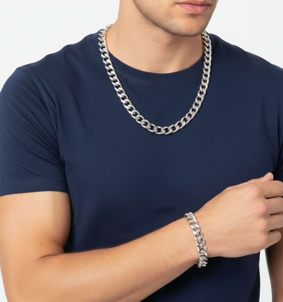 11mm Italian Sterling Silver Curb Chain