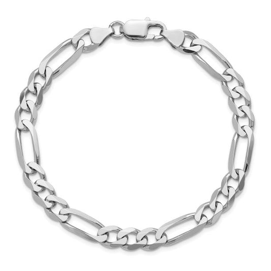 7.2mm Sterling Silver Figaro Bracelet