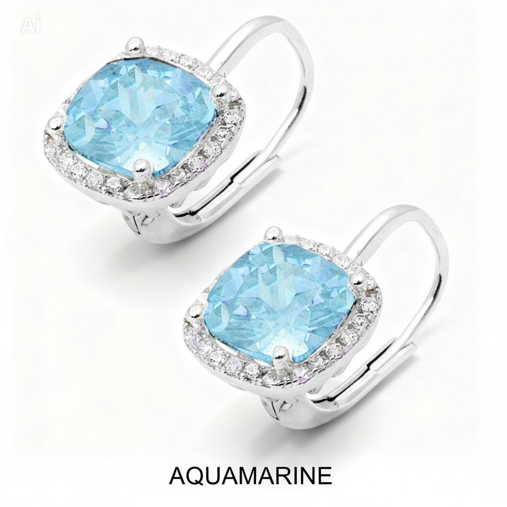 Radiant Cushion Cut Earrings in Sterling Silver – 10mm