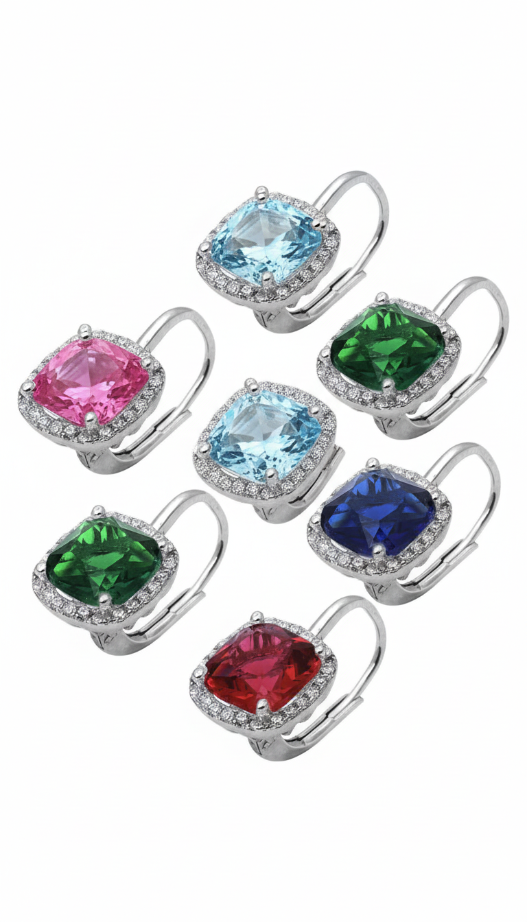 Radiant Cushion Cut Earrings in Sterling Silver – 10mm