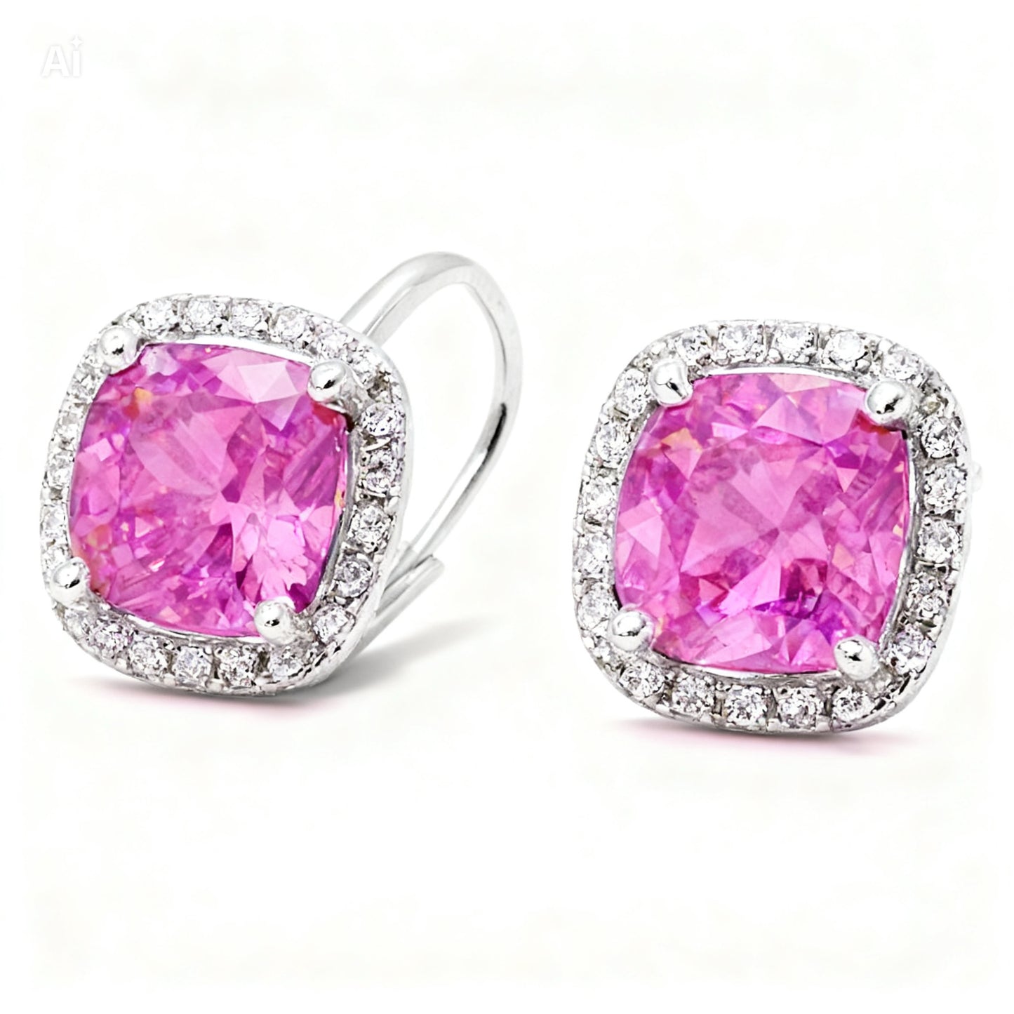 Radiant Cushion Cut Earrings in Sterling Silver – 10mm