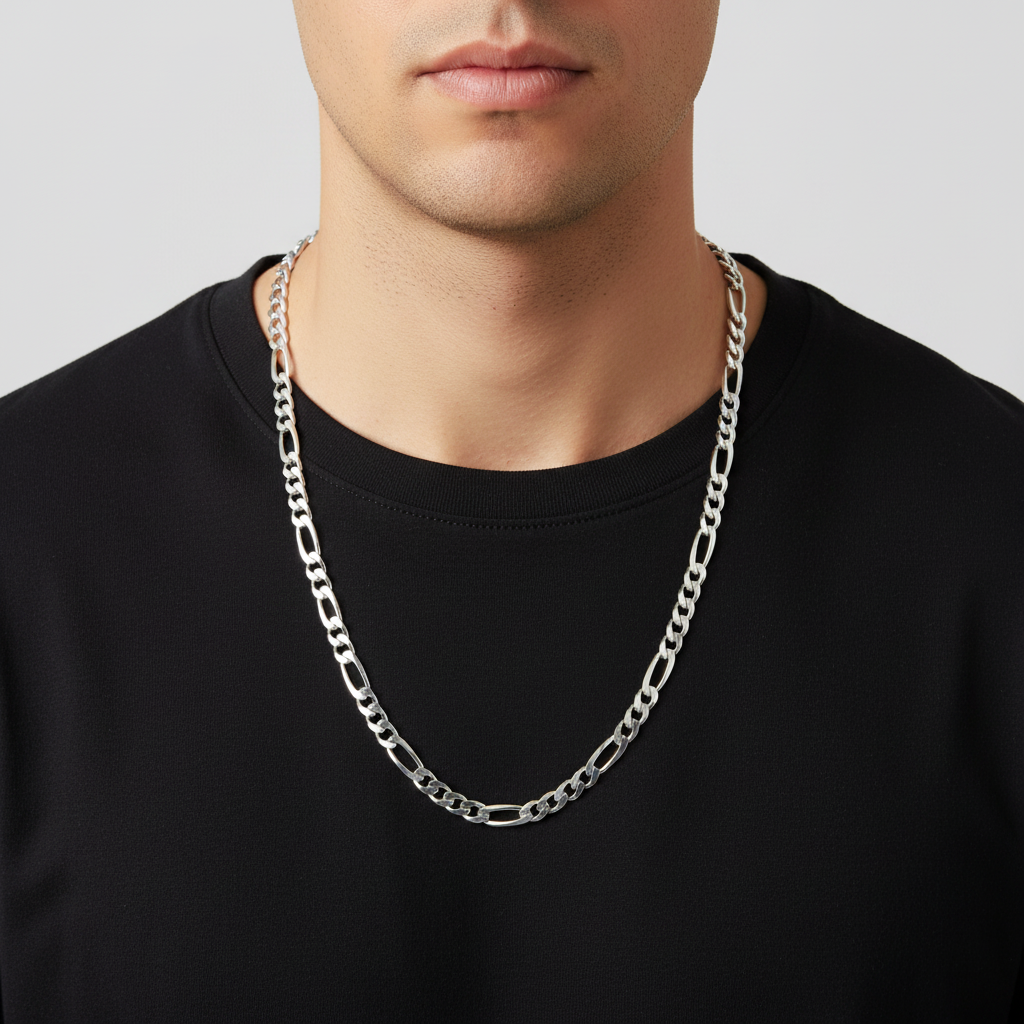 Italian Sterling Silver Figaro Chain 9MM