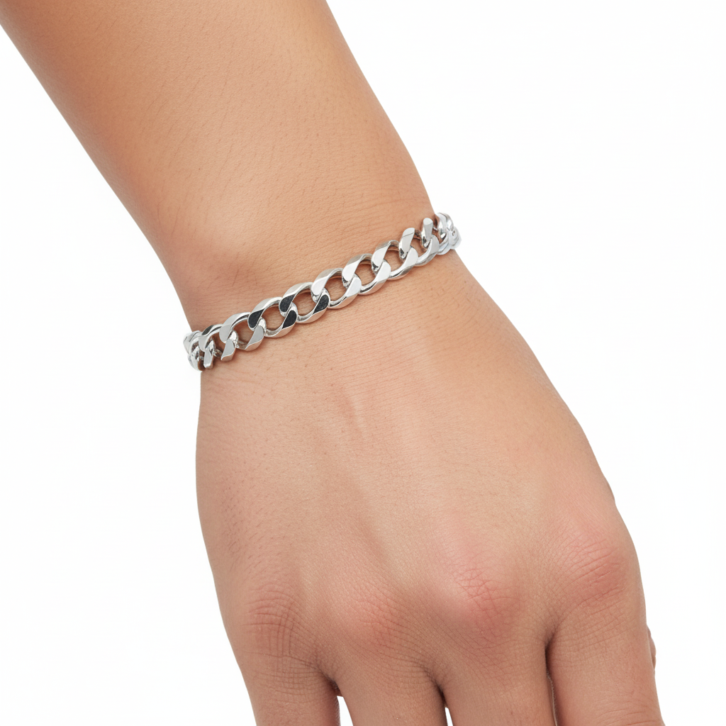 8mm Italian Sterling Silver Curb Bracelet