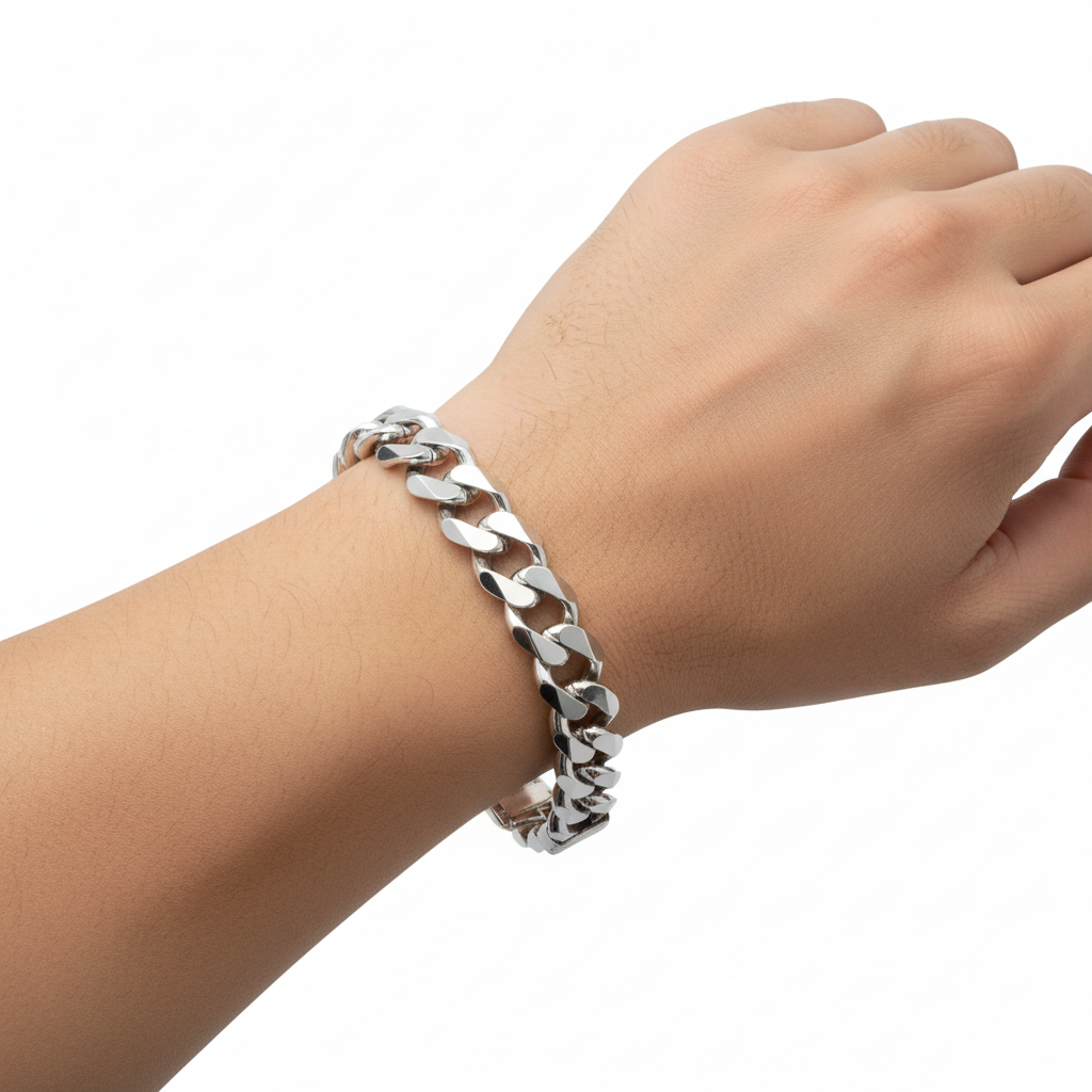 11mm Italian Sterling Silver Curb Bracelet