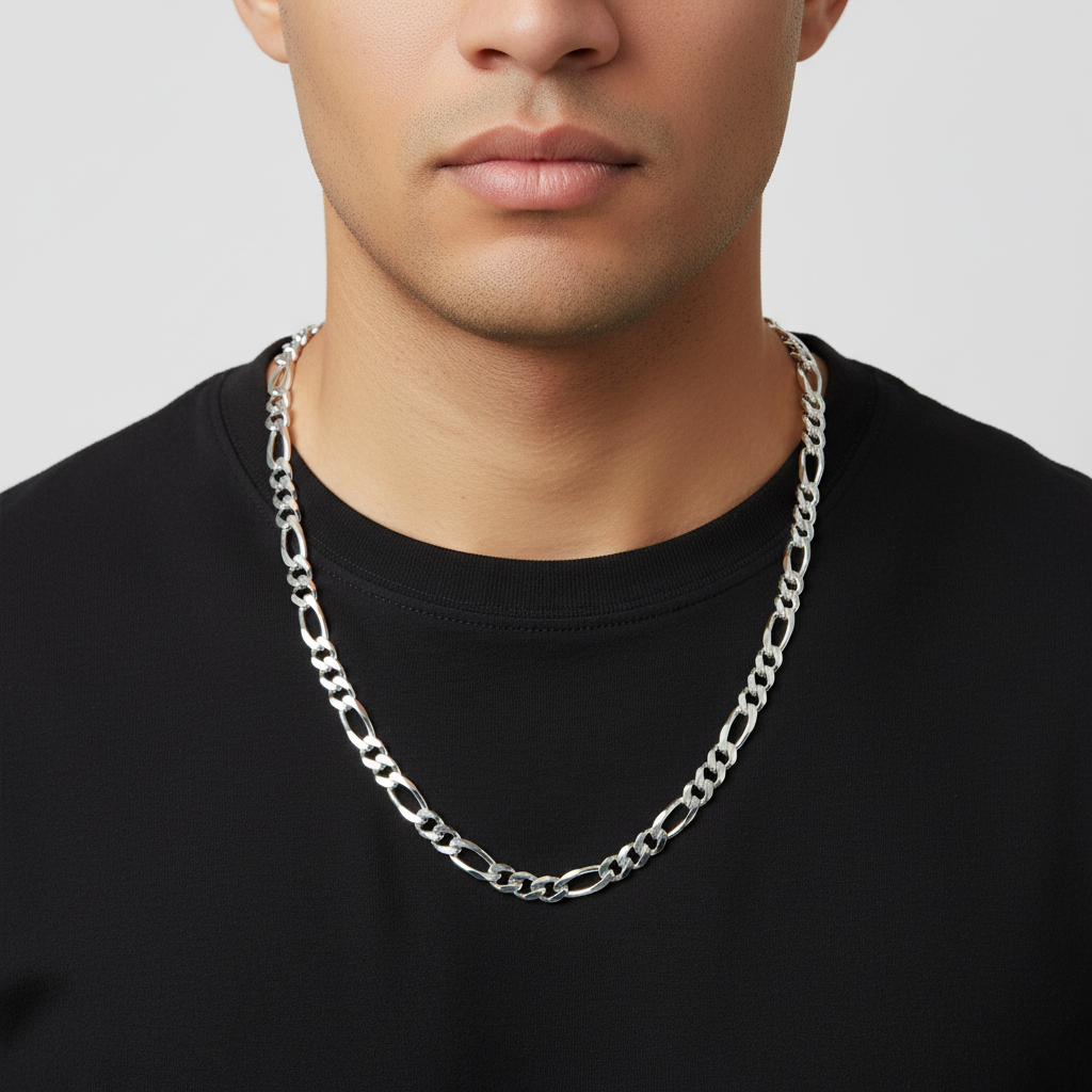 Italian Sterling Silver Figaro Chain 11MM