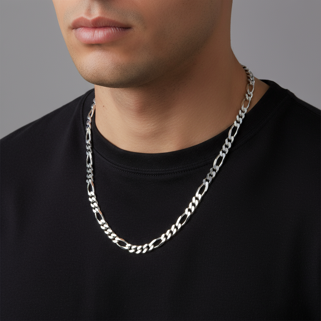Italian Sterling Silver Figaro Chain 10MM