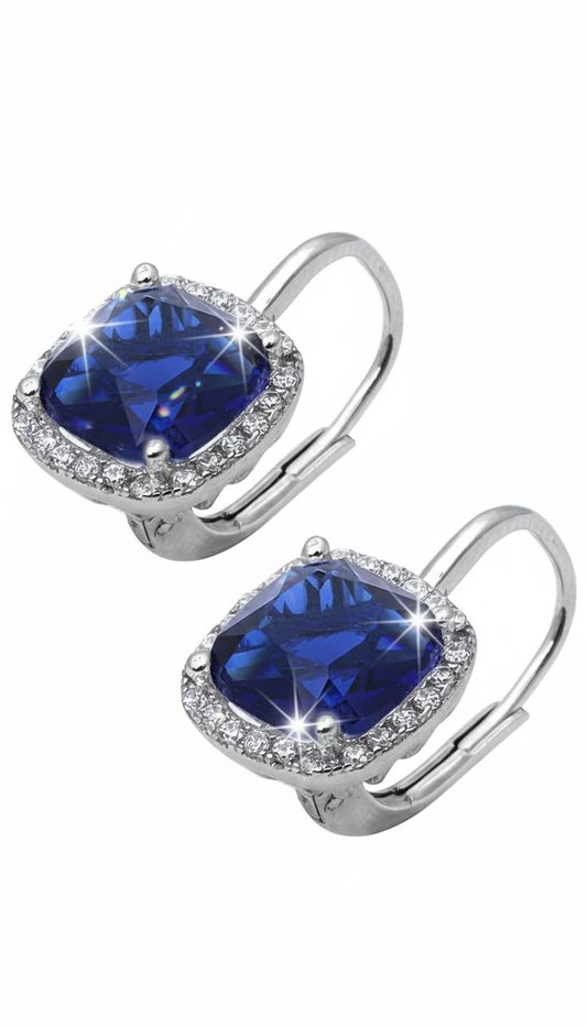Radiant Cushion Cut Earrings in Sterling Silver – 10mm