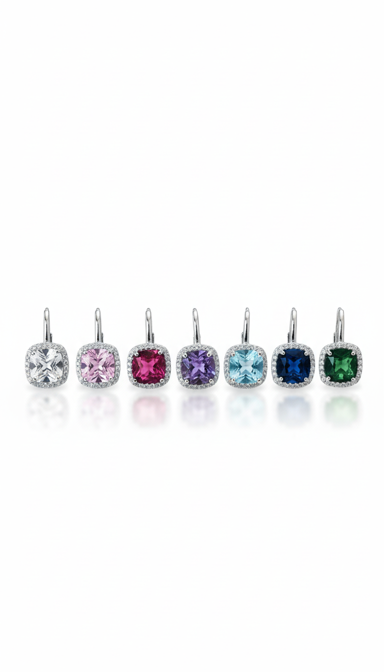 Radiant Cushion Cut Earrings in Sterling Silver – 10mm