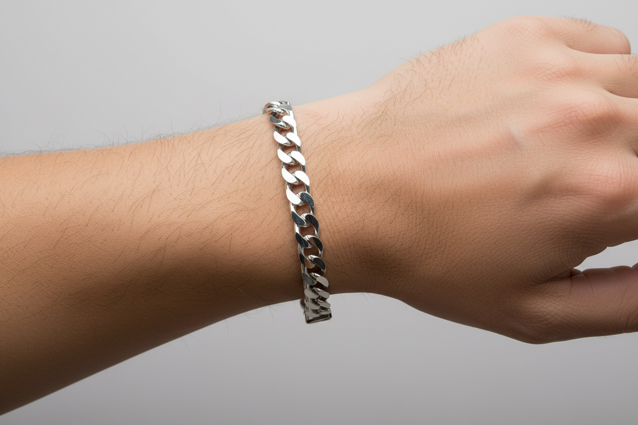 9mm Italian Sterling Silver Curb Bracelet