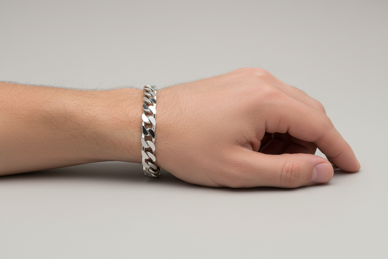 10mm Italian Sterling Silver Curb Bracelet