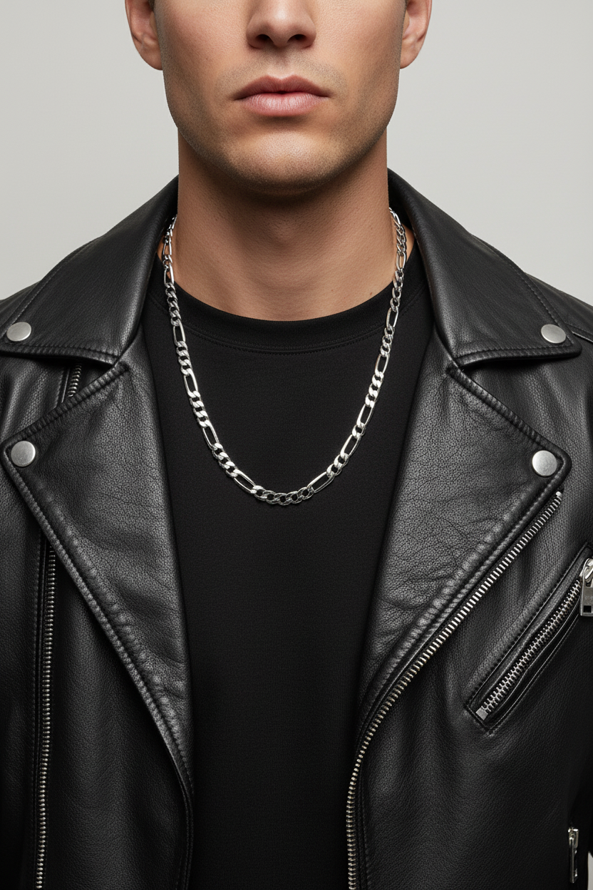 Italian Sterling Silver Figaro Chain 8MM