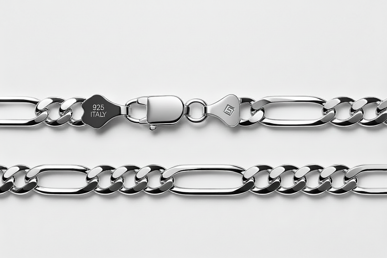 Italian Sterling Silver Figaro Chain 8MM
