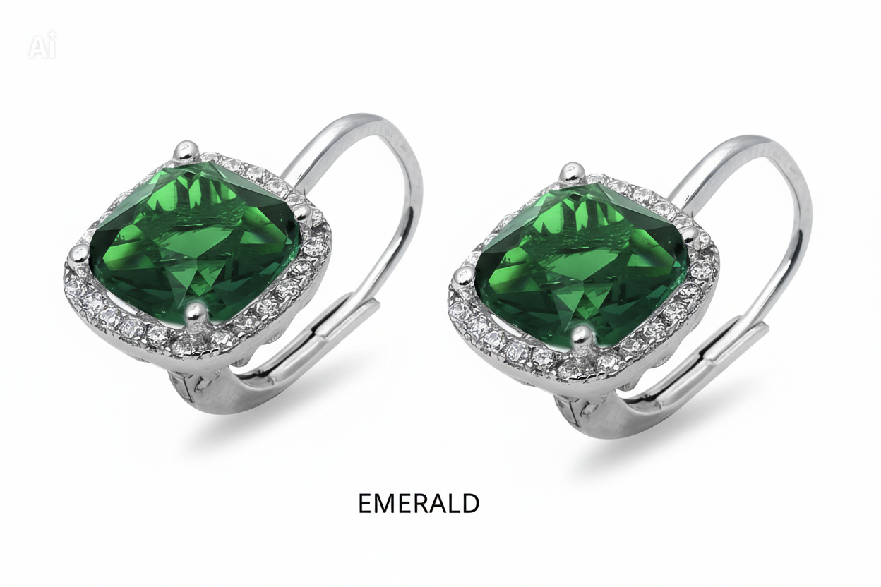 Radiant Cushion Cut Earrings in Sterling Silver – 10mm