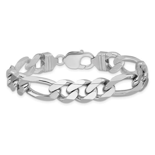 11mm Sterling Silver Figaro Bracelet
