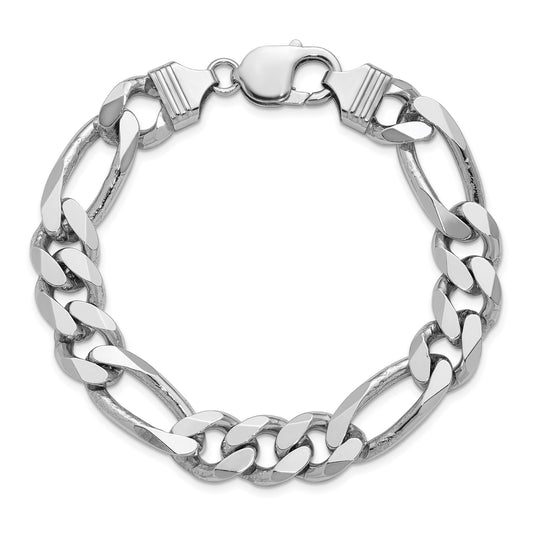 11mm Sterling Silver Figaro Bracelet