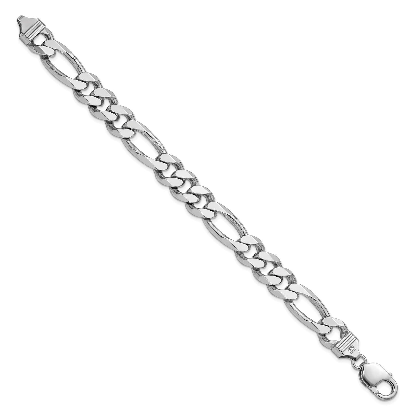 11mm Sterling Silver Figaro Bracelet