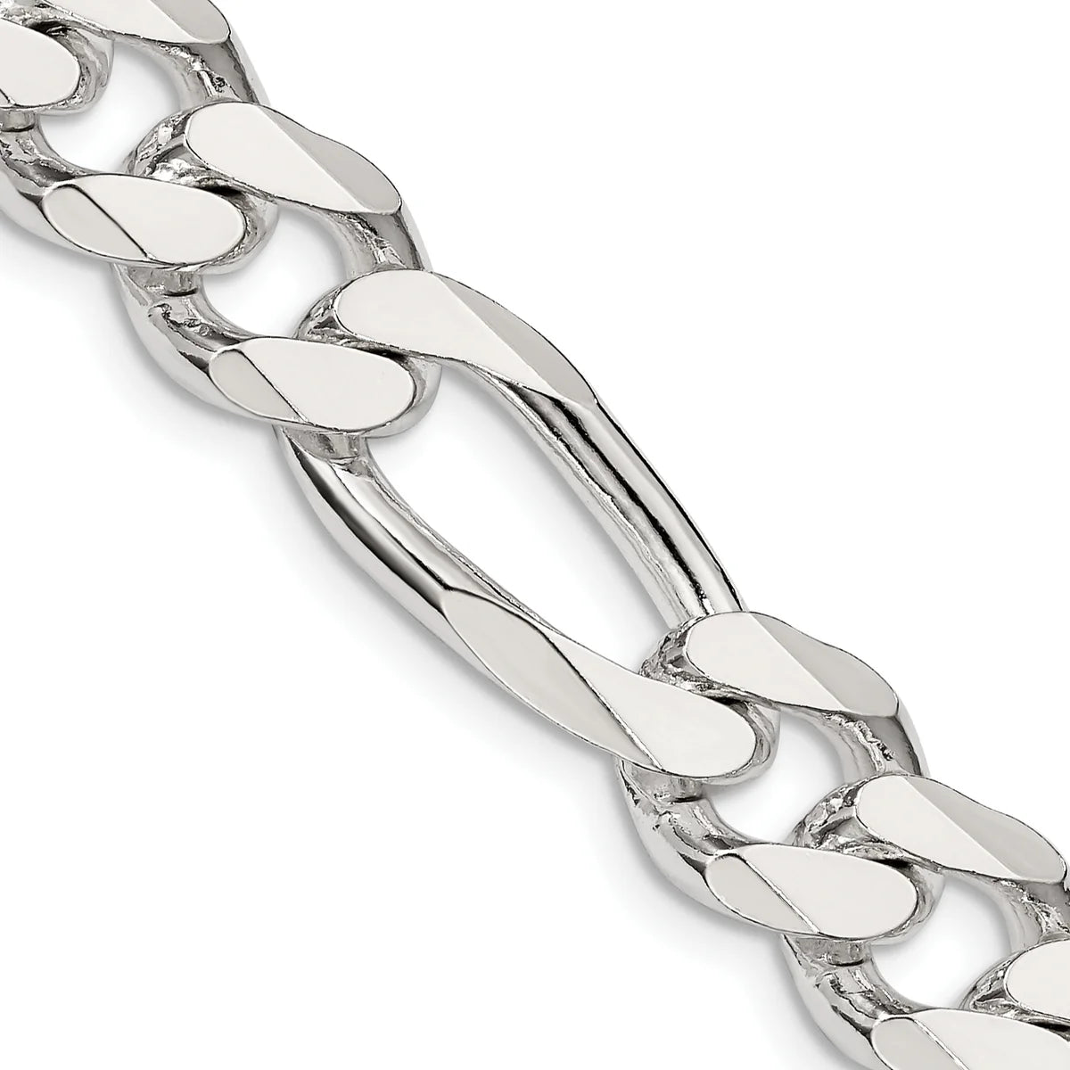 11mm Sterling Silver Figaro Bracelet