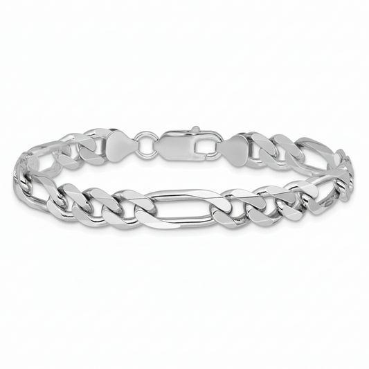 9mm Sterling Silver Figaro Bracelet