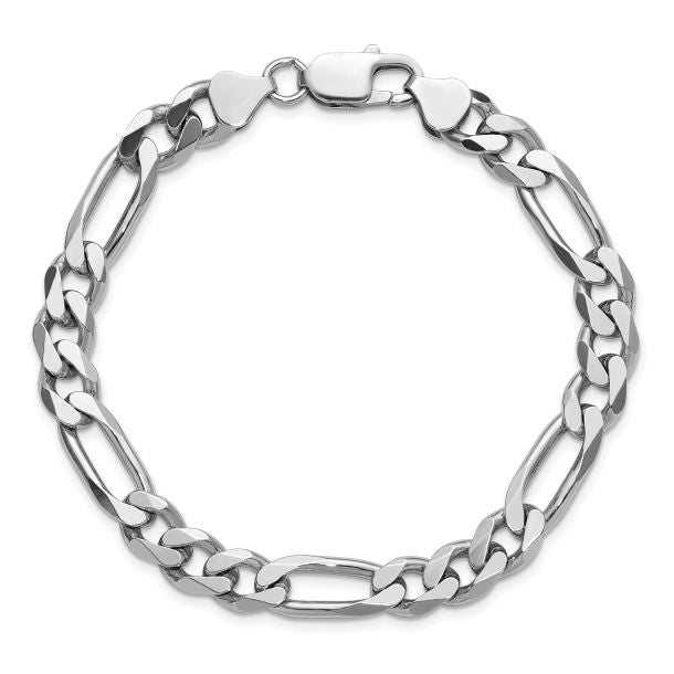 9mm Sterling Silver Figaro Bracelet