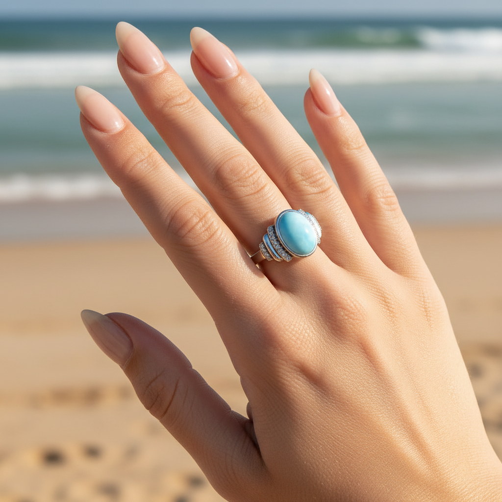 Caribbean Elegance Larimar Ring